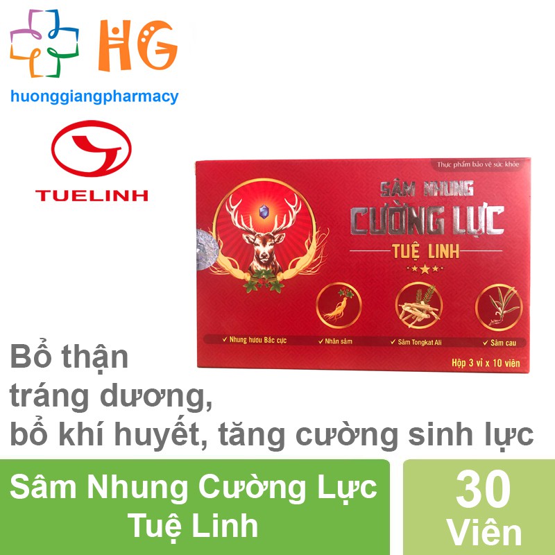 Sâm Nhung Cường Lực Tuệ Linh, bổ thận tráng dương, tăng cường sinh lý phái mạnh (Hộp 30 viên)