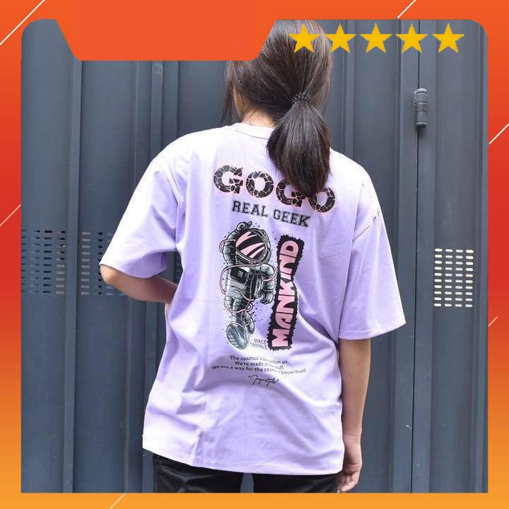 MS49 Áo Thun From Rộng Tay Lỡ, Áo Phông Nam Nữ Unisex In Họa Tiết REAL GEEK Màu HỒNG TÍM Go&Go