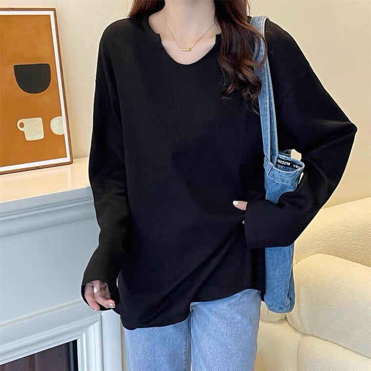 Áo Thun Form Rộng Tay Dài Trơn