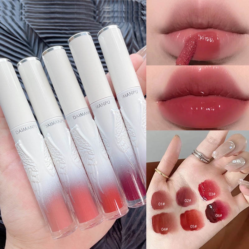 Son kem DAIMANPU dưỡng ẩm chống thấm nước thiết kế hình đôi cánh thiên thần độc đáo 6 màu có sẵn