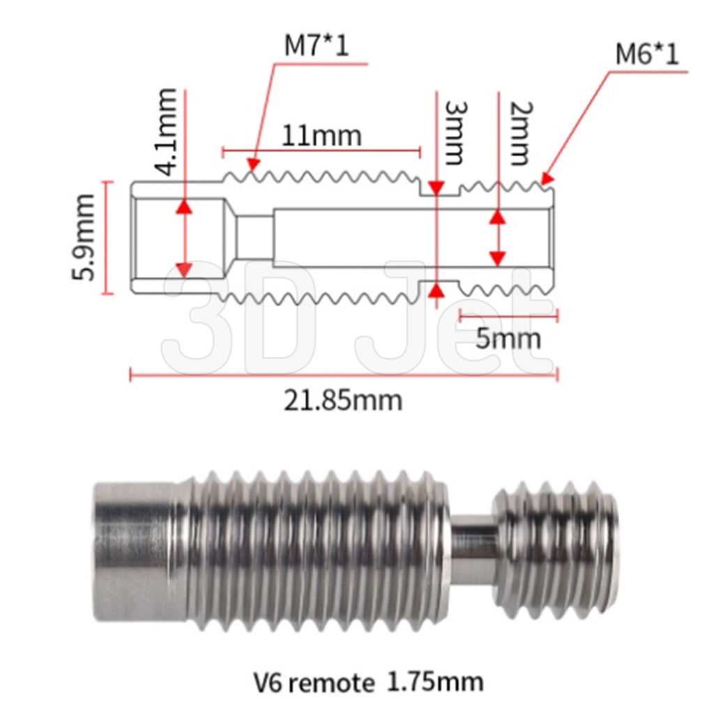 Lõi Dẫn Nhựa E3D ren 7mm cho máy in 3d