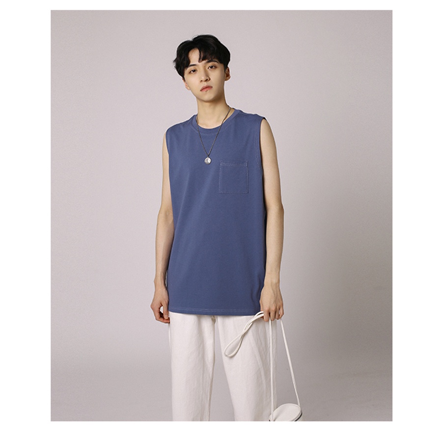 Áo thun sát nách nam Mavota áo thun cotton 3 lỗ có túi unisex form rộng ASNT05