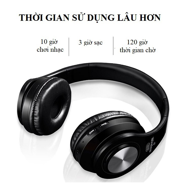 Tai Nghe Chụp Tai ❤️FREESHIP❤️ Tai Nghe Bluetooth Âm Thanh Sống Động - Tai nghe Không Dây HZ-10 Dung Lượng Pin Lớn