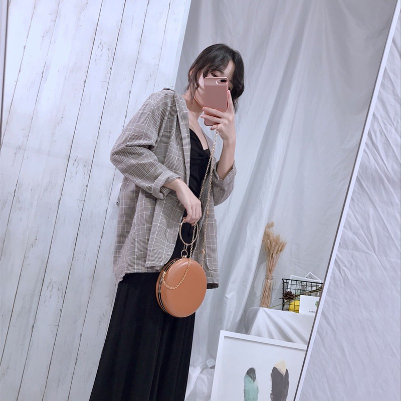 IELGY    Áo Sơ Mi Tay Dài Dáng Rộng Họa Tiết Kẻ Sọc Phong Cách Cổ Điển Thời Trang Cho Nữ