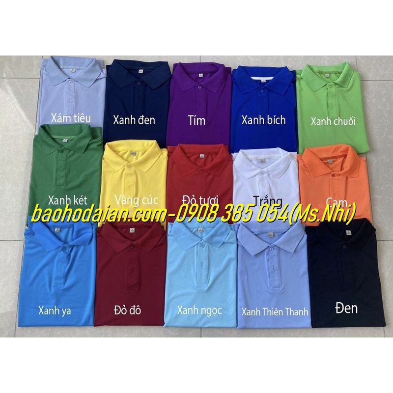 Áo thun nam nữ ngắn tay có cổ vải poly Thái co giãn thoải mái