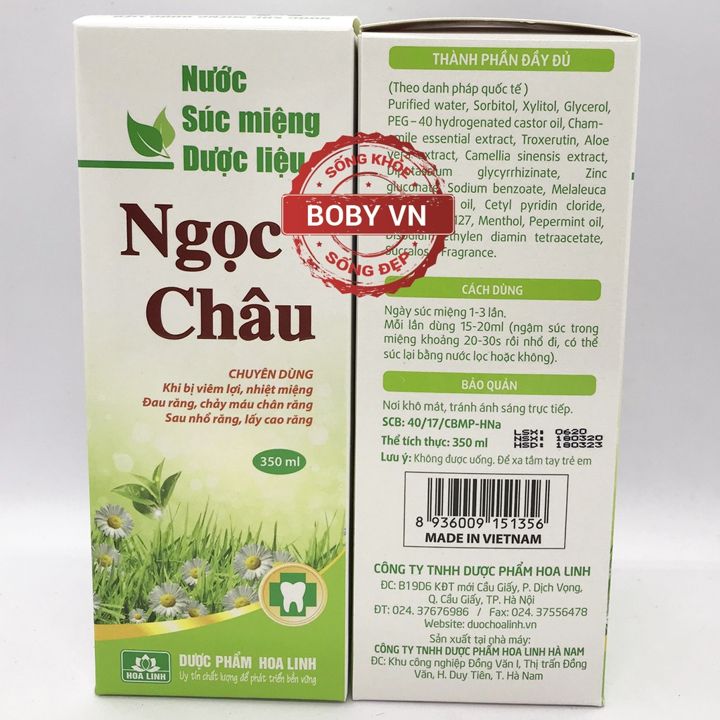 Nước Súc Miệng Dược Liệu Ngọc Châu Của Dược Hoa Linh - Chuyên Dùng Khi Bị Viêm Lợi, Nhiệt Miệng, Chảy Máu Chân Răng