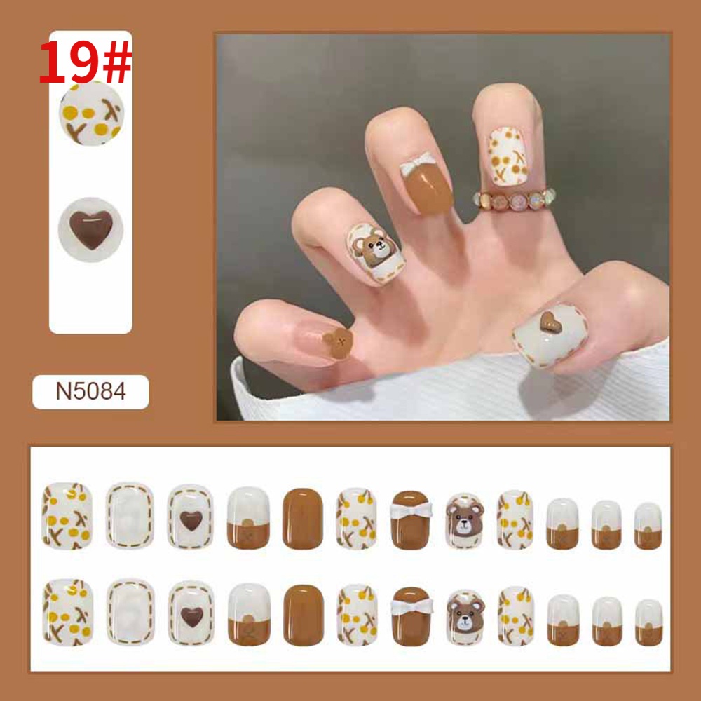 Set 24 Miếng Dán Móng Tay 19 Kiểu Dáng Dễ Thương Phong Cách Pháp