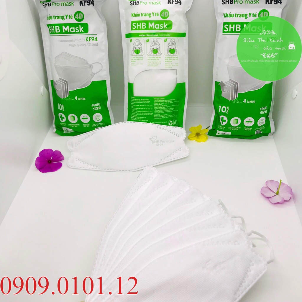 Khẩu trang kf94 SHB pro mask chính hãng, 4d mask 4 lớp kháng khuẩn thùng 300 cái