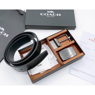 Set thắt lưng nam 2 mặt Co@ch da thật