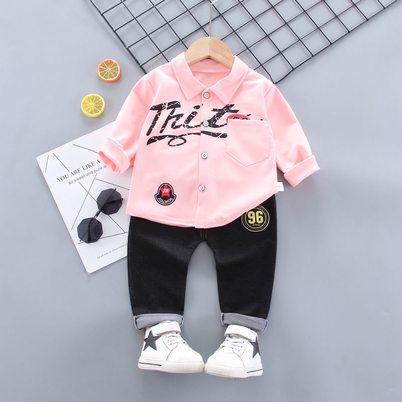 Set Đồ 2 Món Gồm Áo Tay Dài + Quần Dài Và Cà Vạt Thời Trang Hàn Quốc Cho Bé Trai