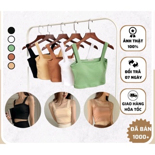 Áo croptop 2 dây bản to có mút chất cotton co dãn nhẹ tôn dáng cực xinh cro croptop áo 2 dây bara bảng to có mút ngực