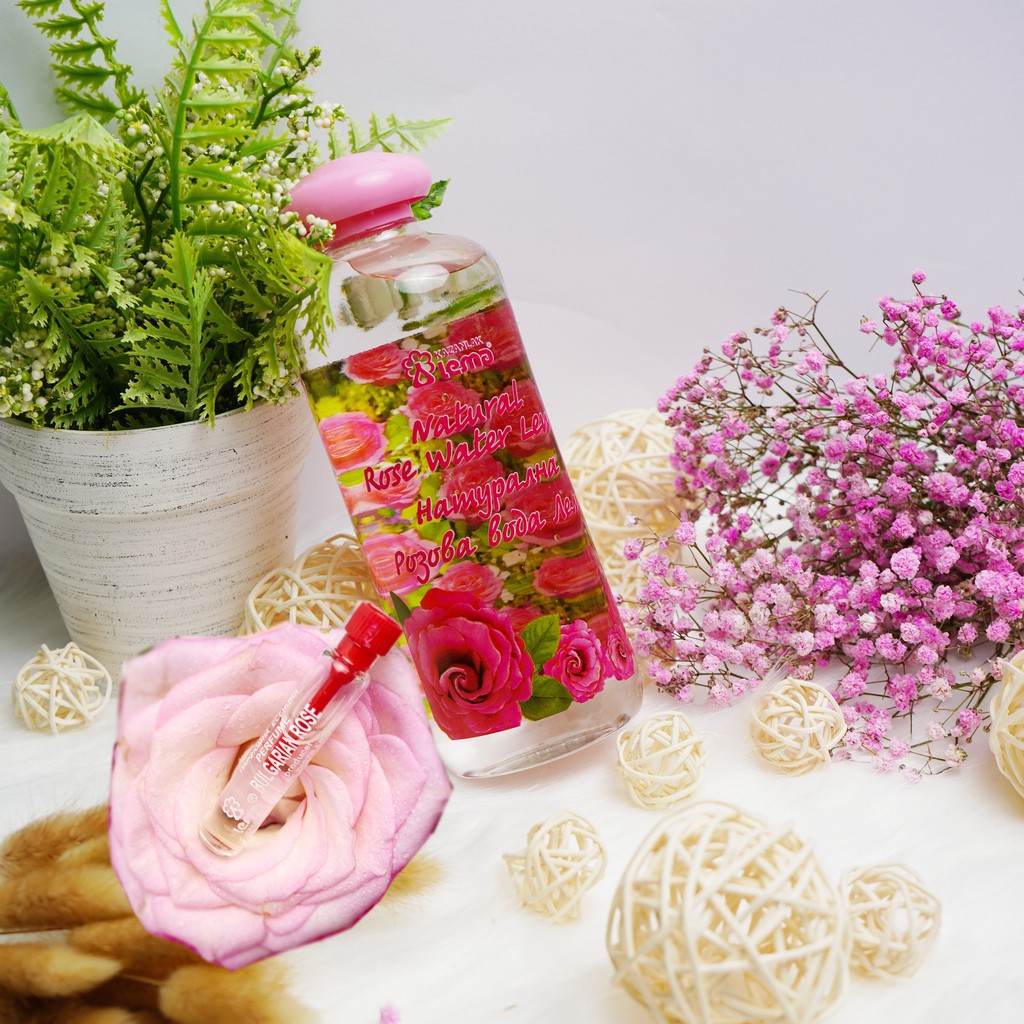 COMBO BỘ ĐÔI Nước hoa hồng 100% nguyên chất Bulgaria thương hiệu Lema 500ml và nước hoa tinh dầu hoa hồng 2.1ml