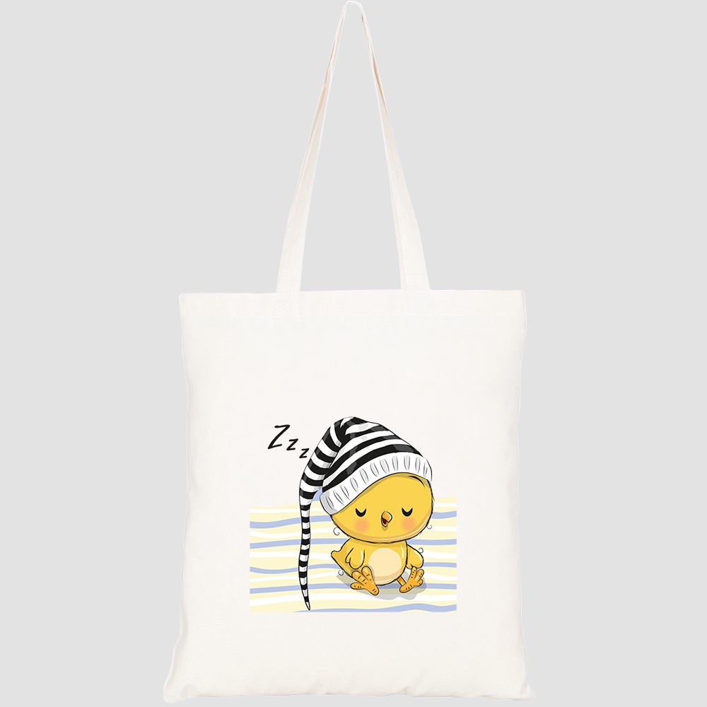 Túi vải tote canvas HTFashion in hình sleeping cute chicken hood on HT464