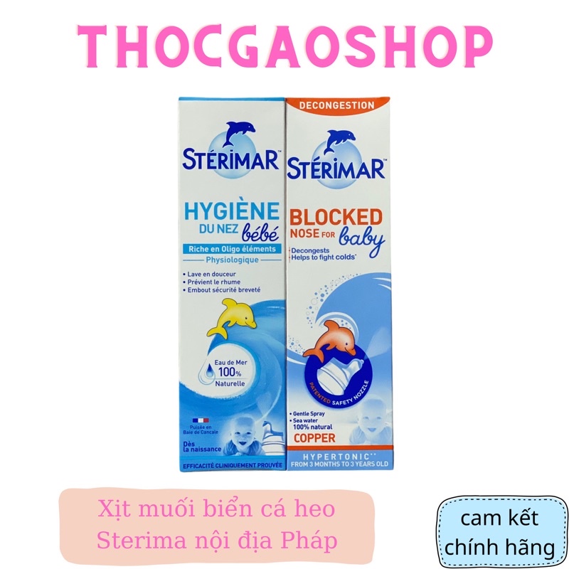 Xịt mũi muối biển cá heo Sterima màu vàng và màu cam 100ml hỗ trợ hệ hô hấp của bé luôn mạnh khoẻ