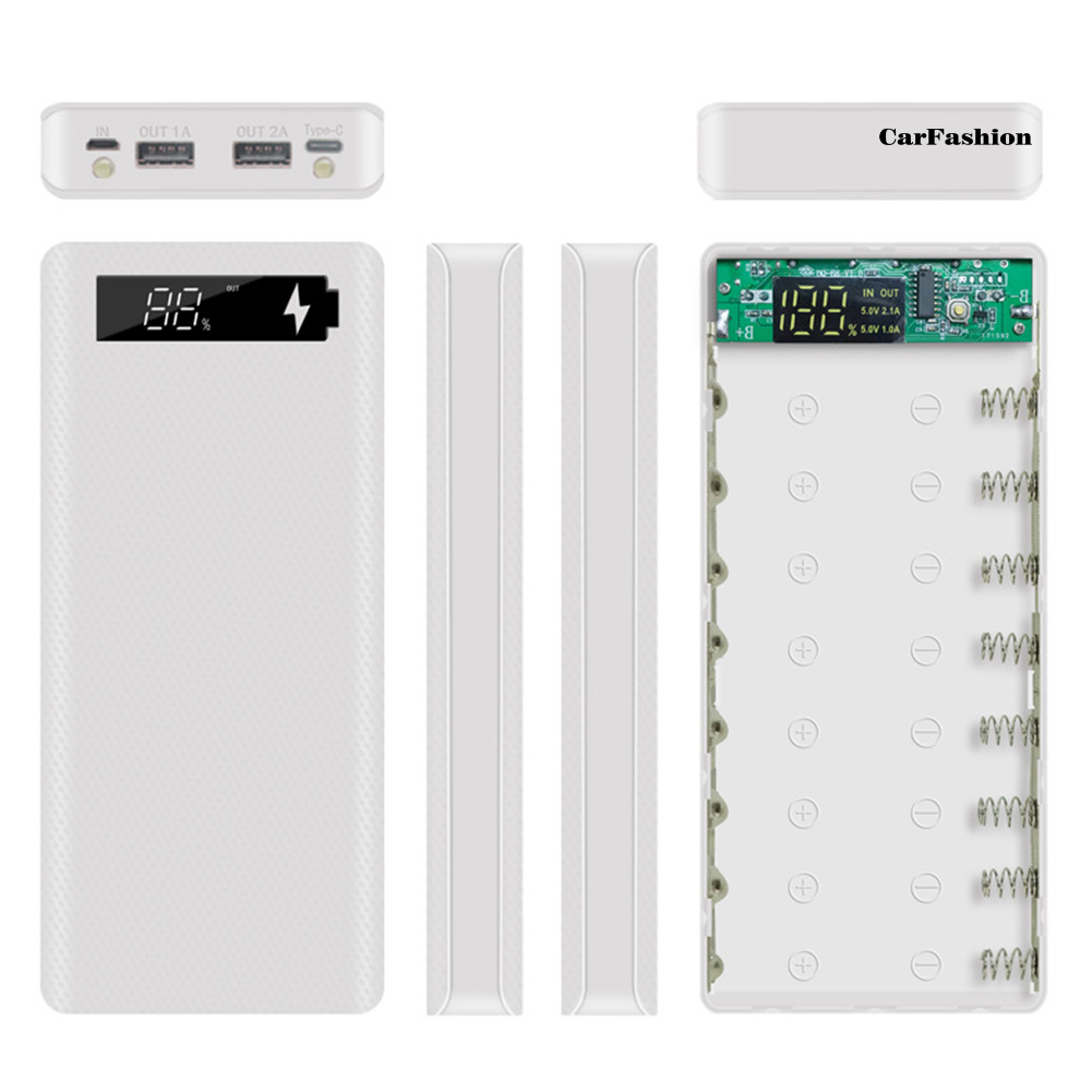 Vỏ Pin Sạc Dự Phòng Tự Lắp Ráp Cổng Micro USB Type-C 18650 Có Màn Hình LCD Ốp