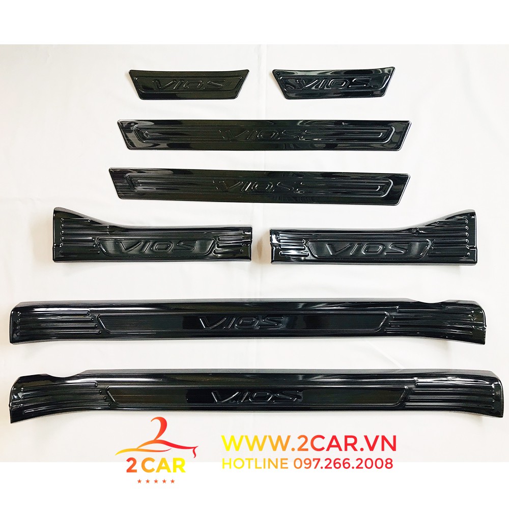 Ốp Bậc Cửa, nẹp bước chân Xe Toyota Vios 2014-2017, 2019- 2022, chất liệu Titan