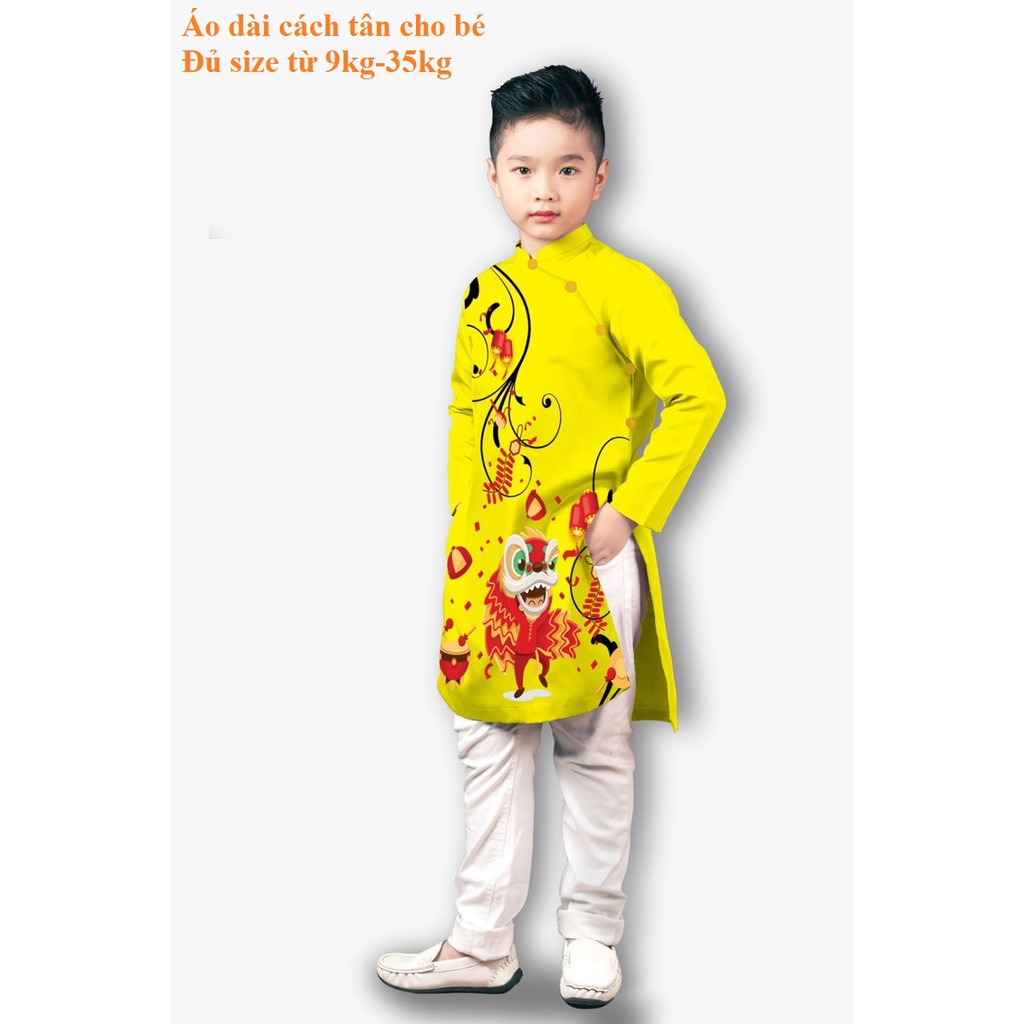 Áo Dài Cách Tân Cho Bé Trai Bé Gái Đón Xuân Dễ Thương, Áo dài Tết mẫu mới hottrend  cao cấp cho bé từ 9kg đến 35kg