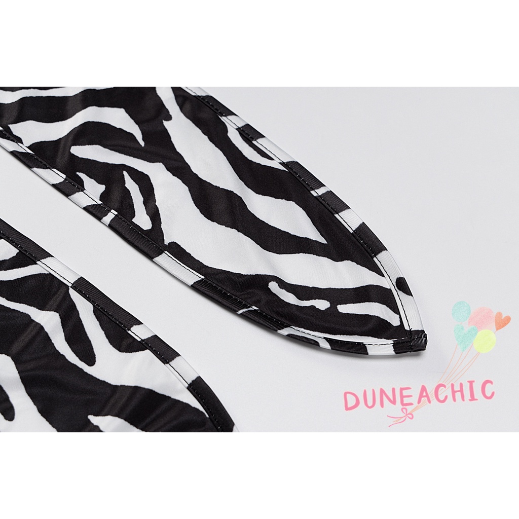 Đầm Tay Dài Cổ Chữ V Khoét Sâu Họa Tiết Ngựa Vằn Quyến Rũ Cho Nữ