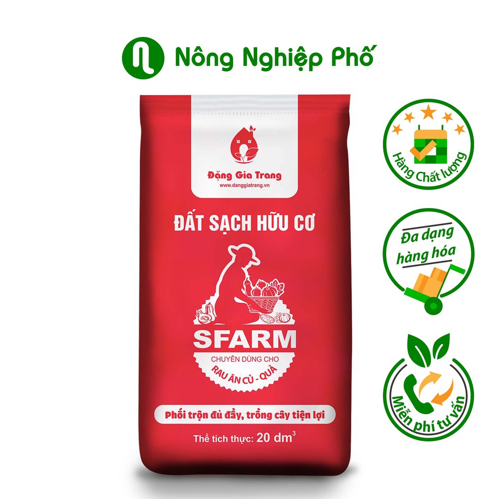 Bao 20 dm3 Đất Sạch Hữu Cơ SFARM Chuyên Dùng Trồng Rau Ăn Củ Quả