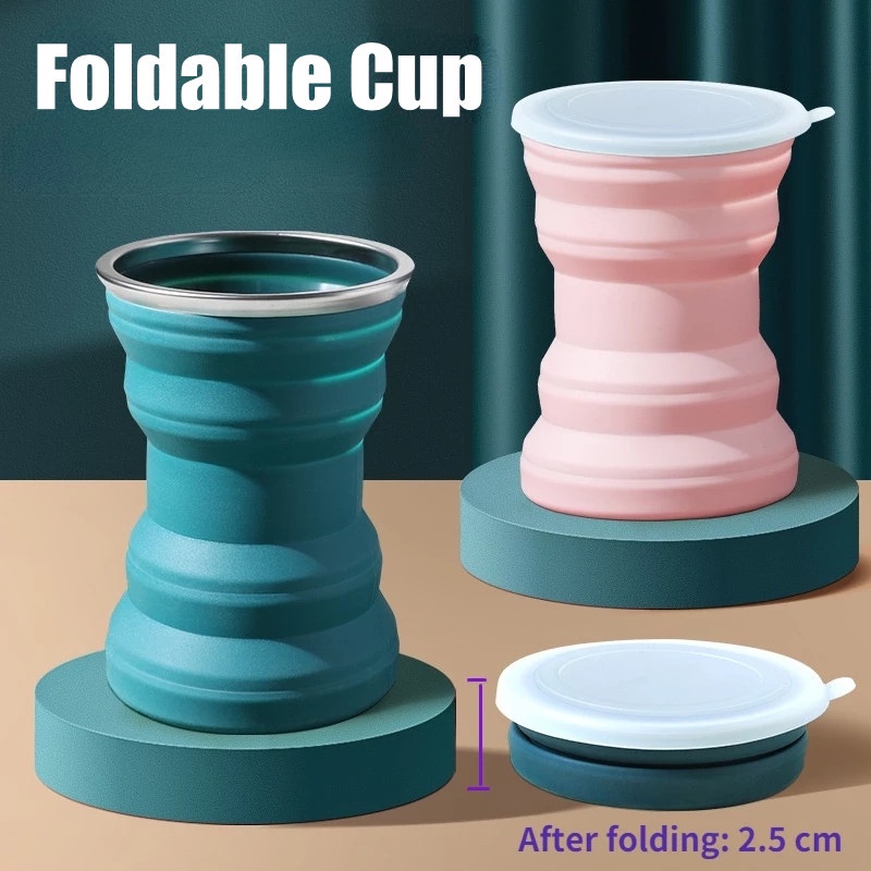 Cốc Uống Nước Bằng Silicone Cách Nhiệt Có Thể Tái Sử Dụng Dung Tích 320ml 4 Màu Tùy Chọn