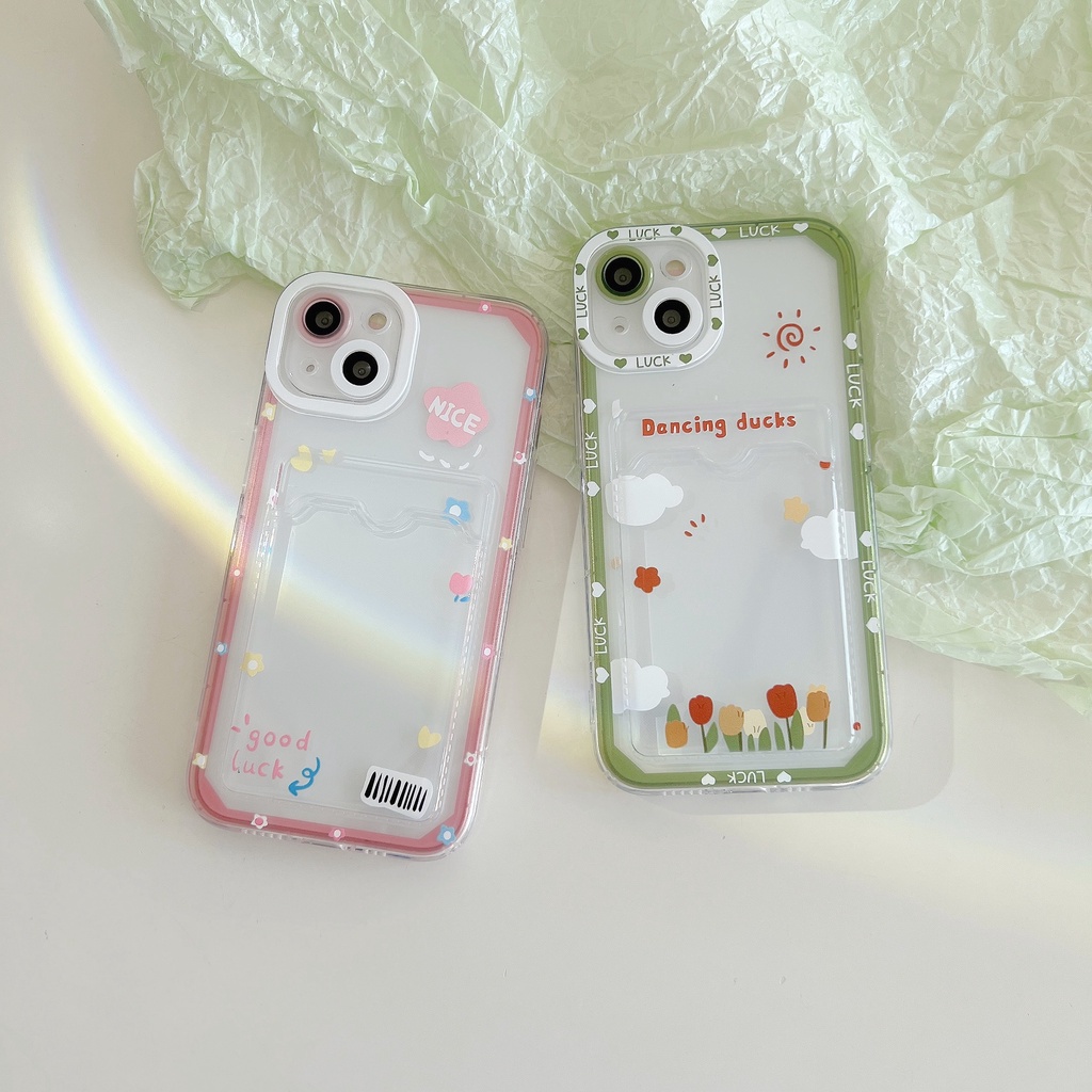 Ốp Điện Thoại Tpu Mềm Siêu Mỏng Trong Suốt Có Ngăn Đựng Thẻ Cho iPhone 14 13 12 11 Pro XS Max 7 8Plus