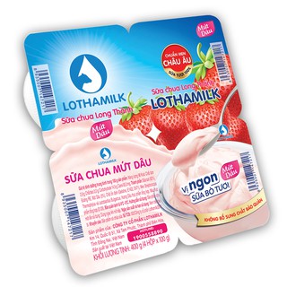 Sữa chua ăn Lothamilk mứt dâu (Lốc 4 hộp x 100gr)