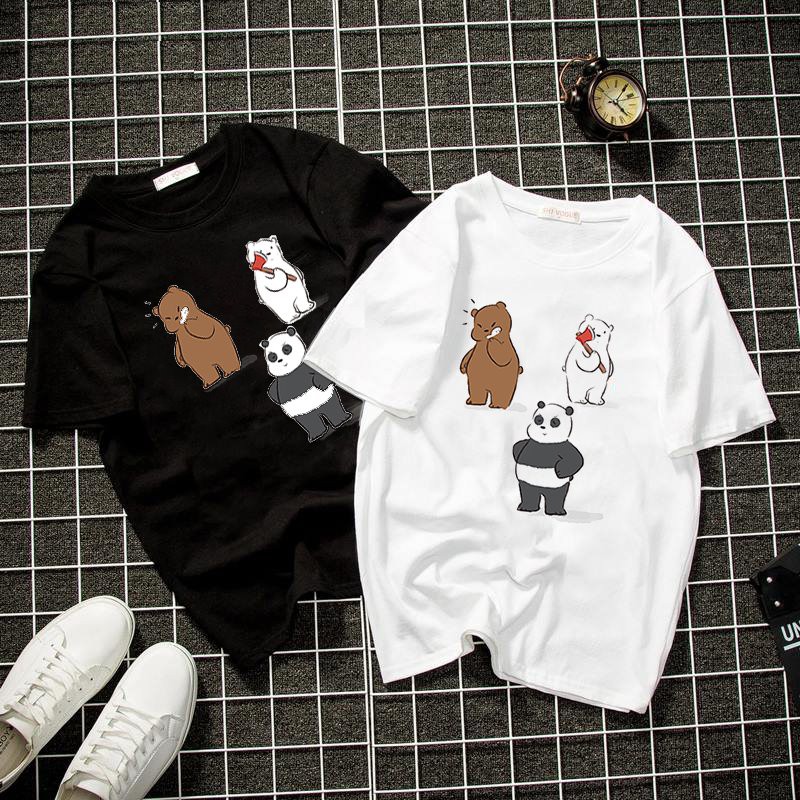 Áo thun unisex form rộng 3 chú gấu đáng yêu thời trang cá tính vải dày mịn 2019T1301