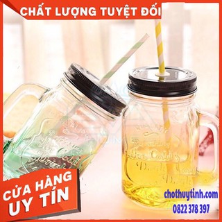 COMBO - 2 LY THỦY TINH VUÔNG CÓ QUAI Nắp Nhôm 600ML