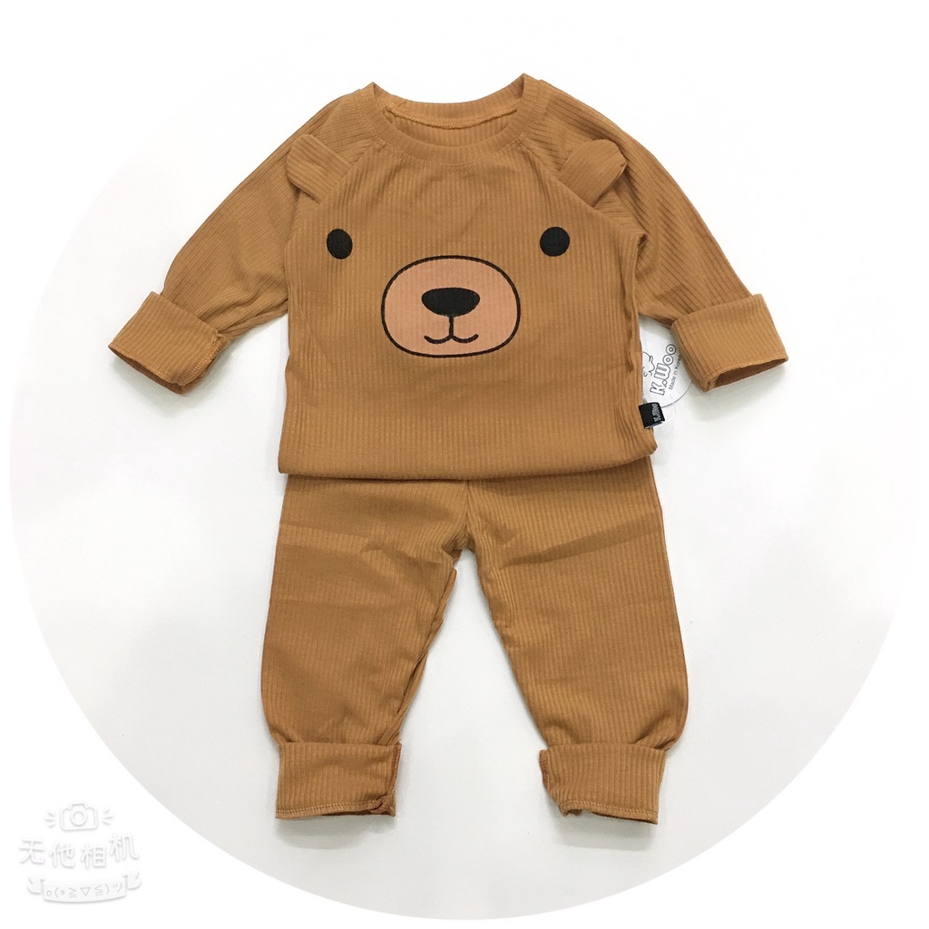 Bộ dài tay cho bé trai/ bé gái gân tăm cao cấp k.woo từ 3-15kg
