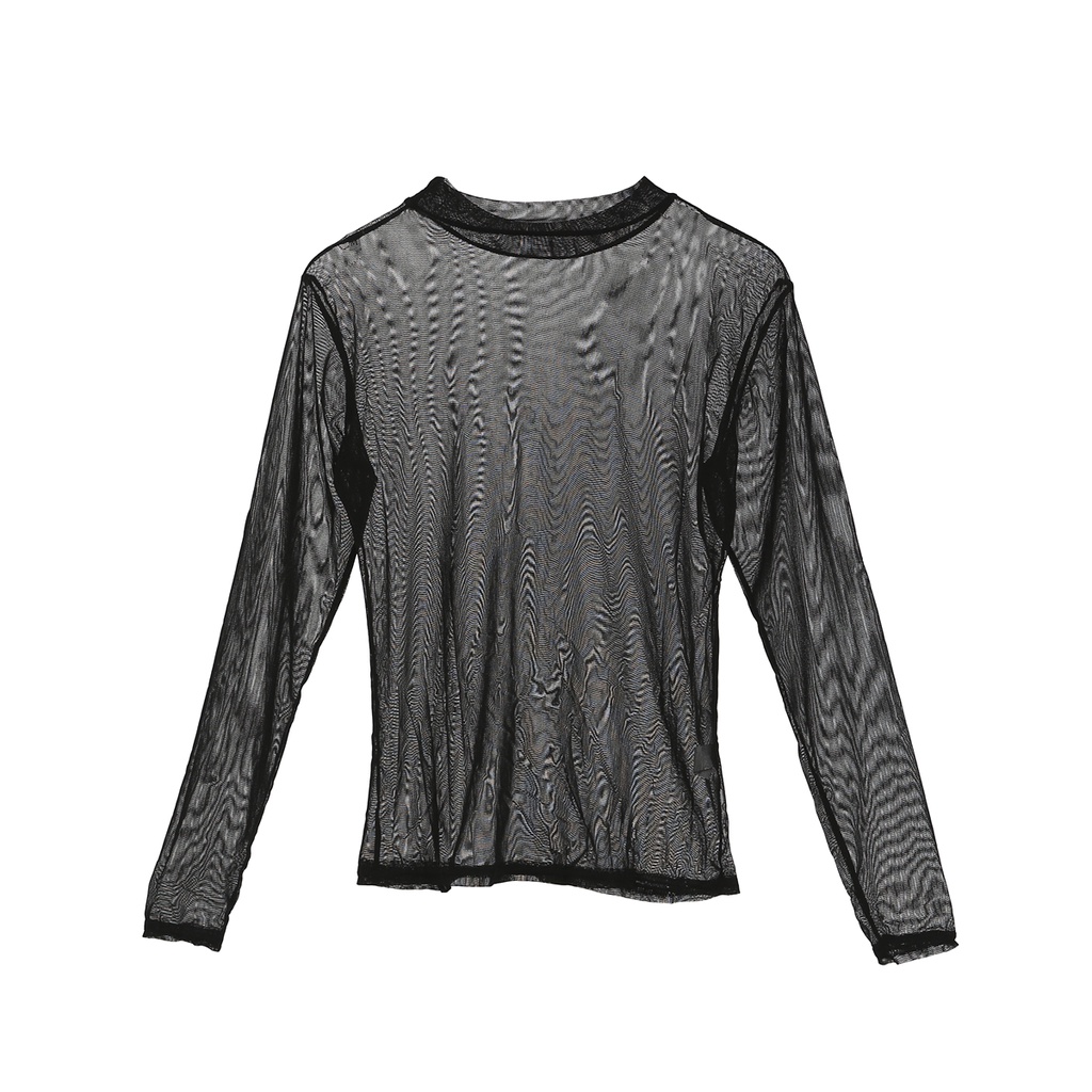 Fashion Women Sheer Mesh Fish Net T-Shirts Casual Long Sleeve See-through Tops