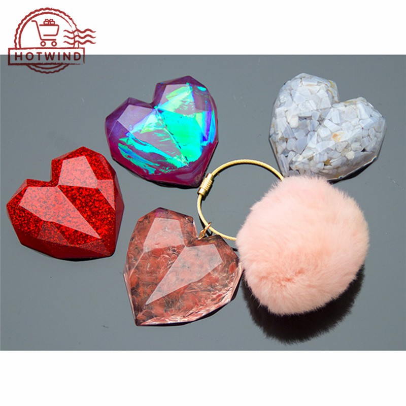 HW 3D Diamond Heart-shaped Silicone Mold Resin Art Silicone Mould Silicone Jewelry Making Molds