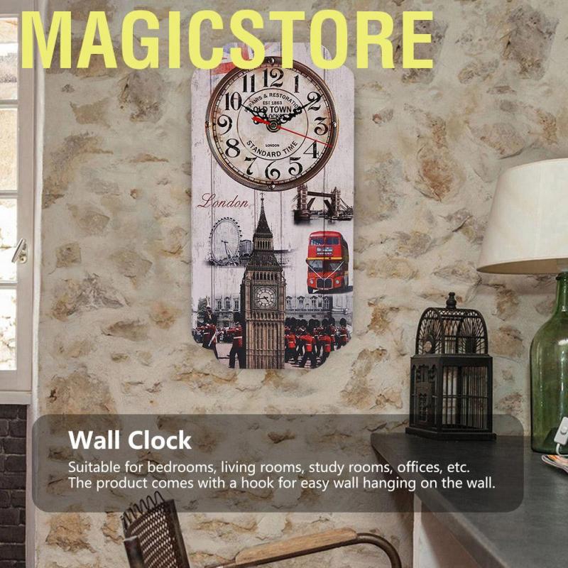 Magicstore European Retro House Rectangle Living Room Decoration Wall Clock Bar Clocks Fashion