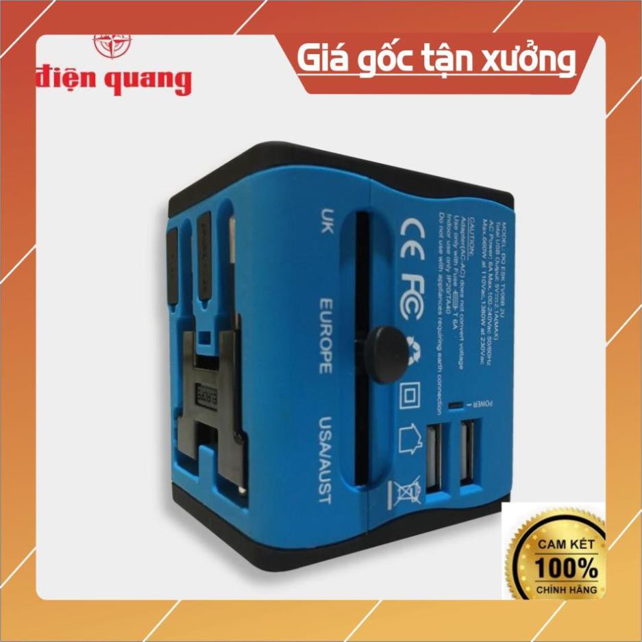 Ổ cắm du lịch Điện Quang ĐQ ESK TV06B 2U (màu xanh dương - 2 cổng USB) . }