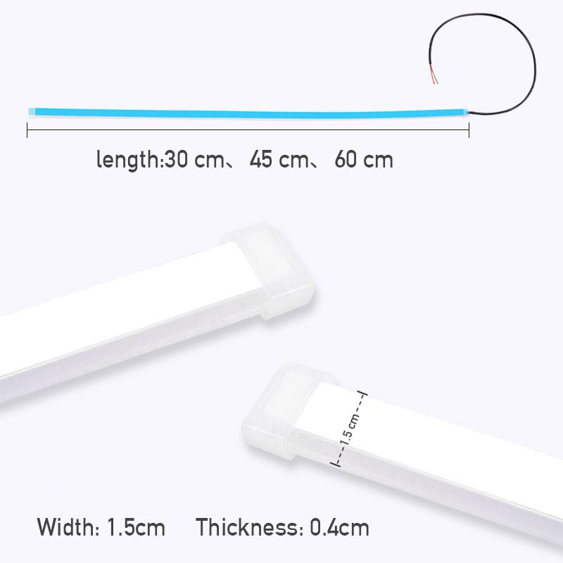 Đèn LED tích hợp demi và xi nhan chạy đuôi có thể uốn cong dùng cho audi DRL 30cm 45cm 60cm