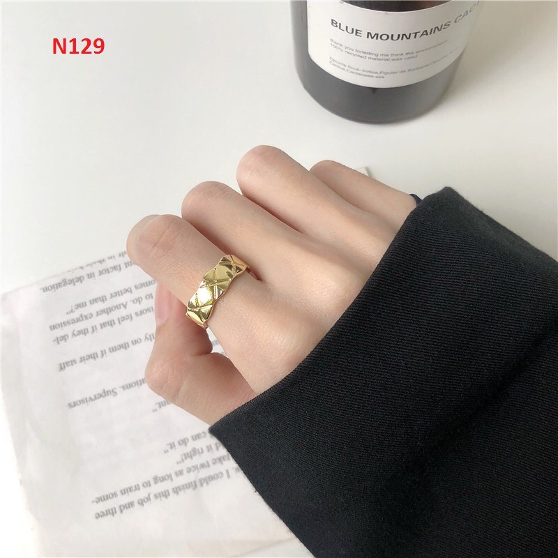 Nhẫn nữ mạ bạc 925 viền chéo 3 màu N129 Mayconner
