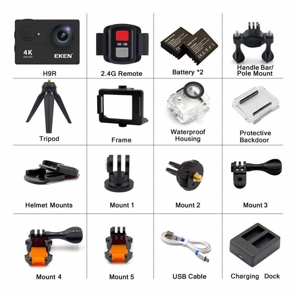 Camera Hành Trình Eken Ultra HD Wifi Quay Video 4K Tặng Đầy Đủ Bộ Phụ Kiện Sports Lắp Đặt Trên Cả Ô Tô Xe Máy | BigBuy360 - bigbuy360.vn