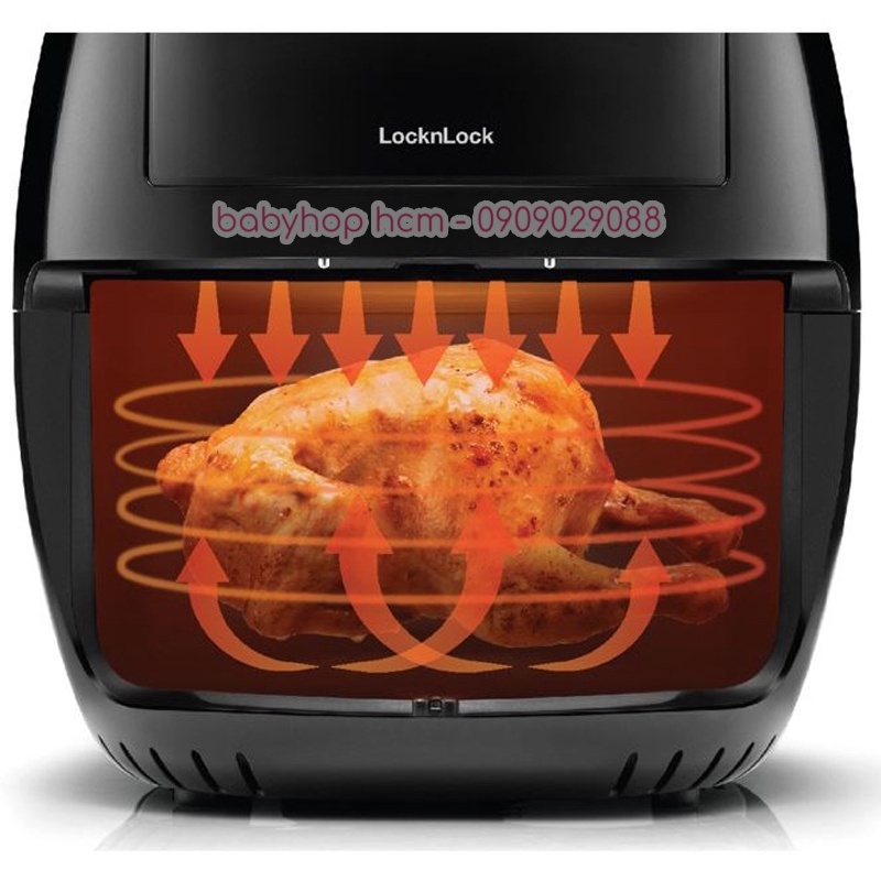 Nồi chiên không dầu Locknlock Visible Digital Air Fryer EJF282BLK 6.2L màu đen - BABYHOPSG