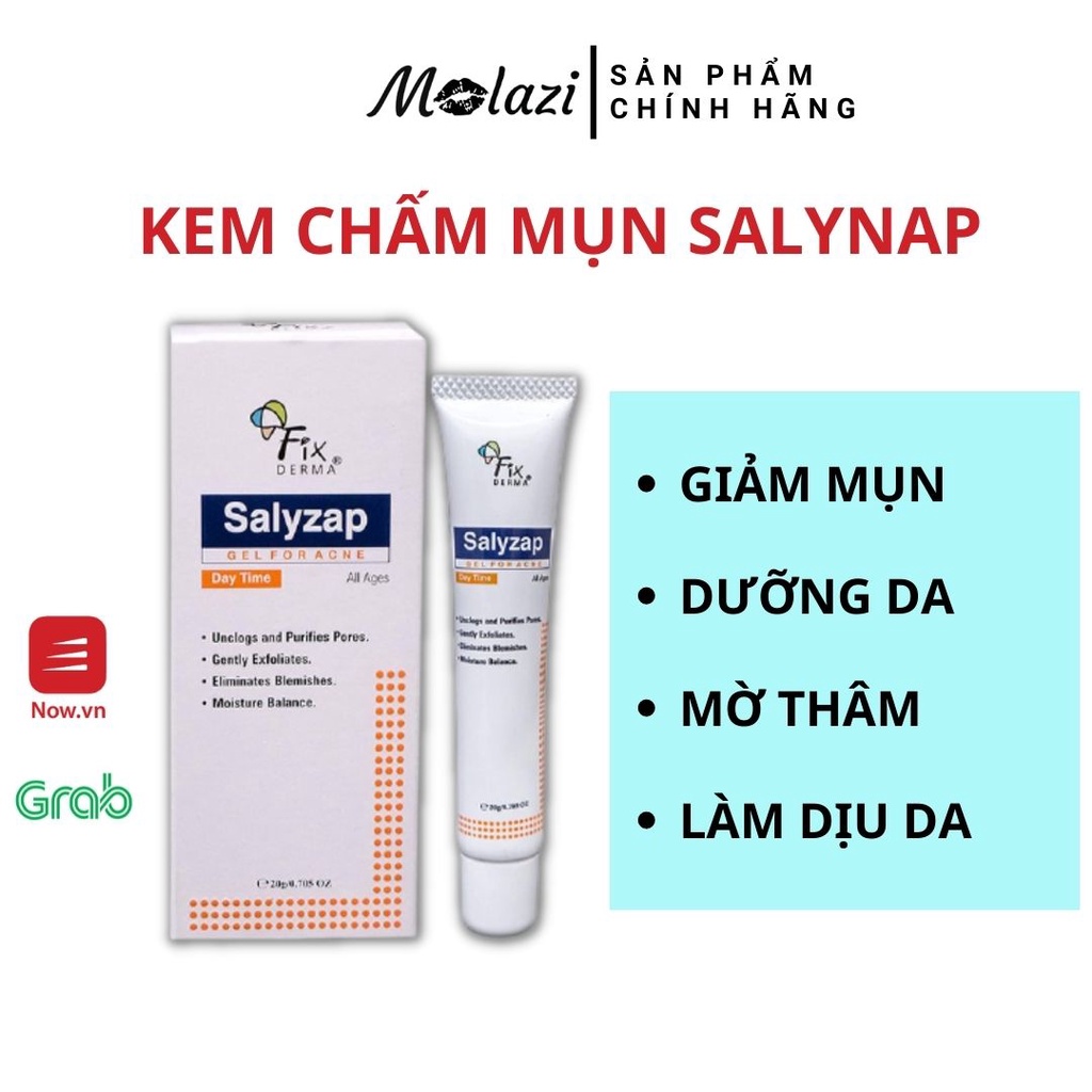Kem chấm mụn Fixderma Salyzap giảm ngừa mụn dưỡng ẩm tái tạo dưỡng trắng phục hồi da mờ thâm (gel chấm mụn 20gr) molazi. | BigBuy360 - bigbuy360.vn
