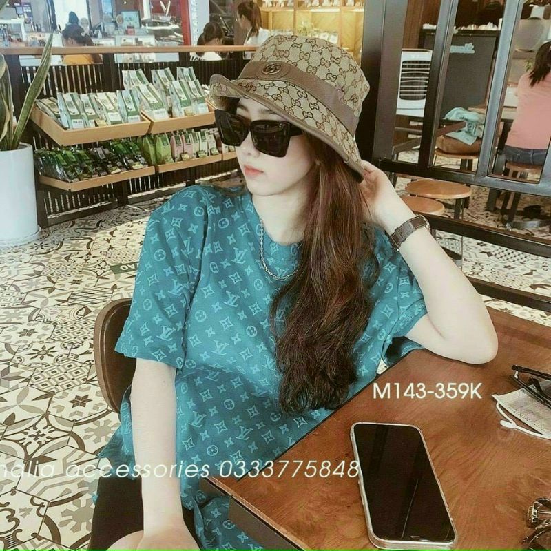 NÓN GU"CCI VIỀN DA