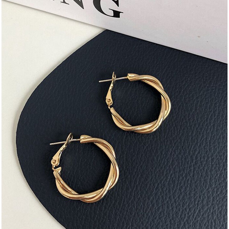 Bông Tai Mạ Bạc 925 Hình Tròn Xoắn Phong Cách Hàn Quốc Cổ Điển Thời Trang Cho Nữ