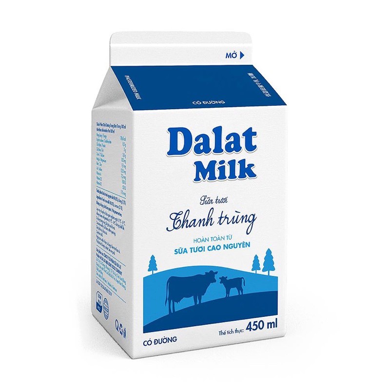 Sữa tươi thanh trùng có đường Dalat milk 450ml ( chỉ giao Tp hcm )