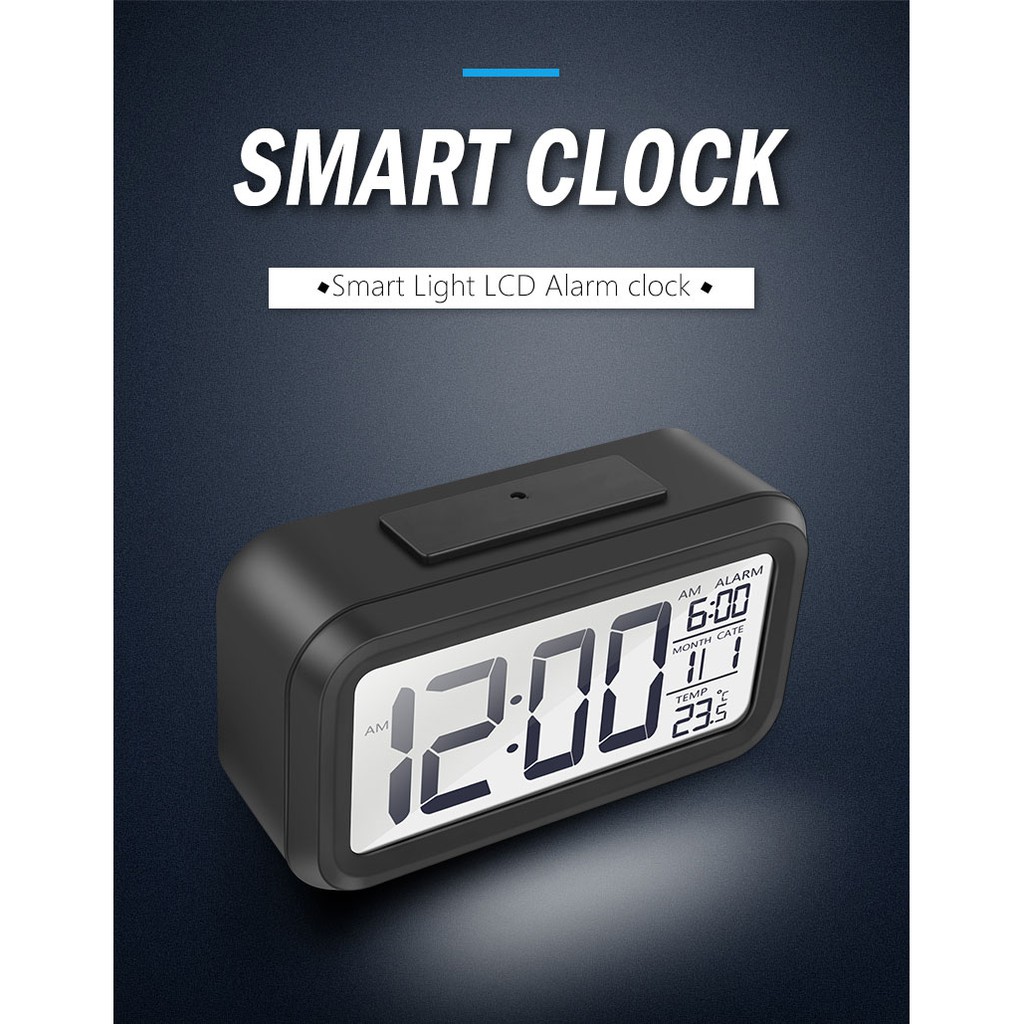 Đồng hồ để bàn điện tử đo nhiệt độ phòng có lịch và báo thức
