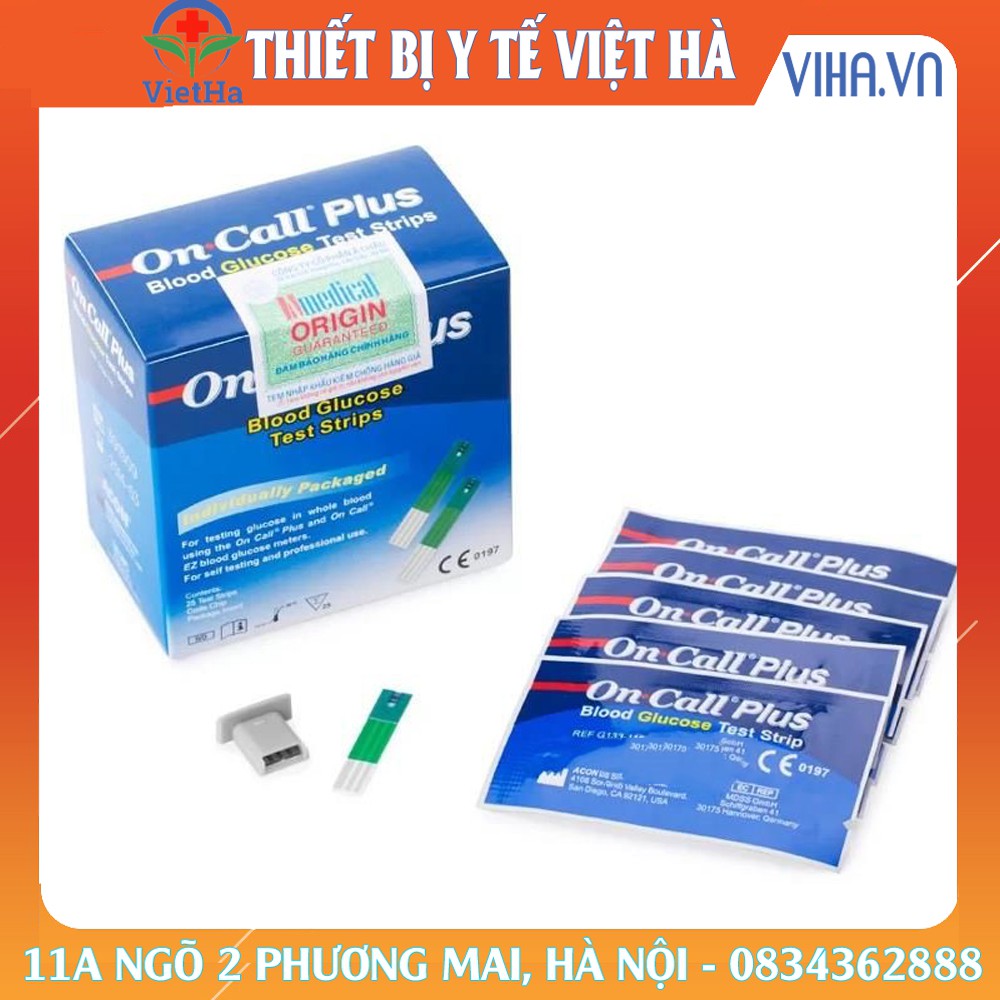 Que thử đường huyết on call plus (tiểu đường) hôp 25 que-y tế việt hà