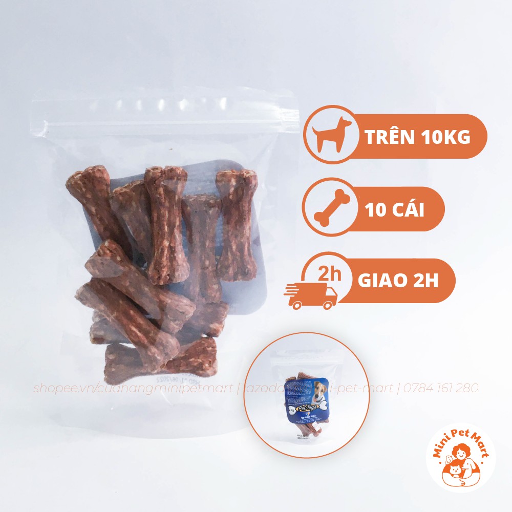 Xương gặm da bò TÀI HƯNG THỊNH 822 (10 cái) -bánh xương, snack, bánh thưởng, xương gặm cho chó