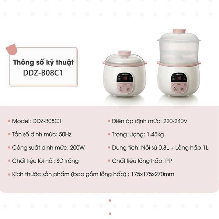 [Rẻ Nhất shopee] Nồi ninh hầm cách thuỷ nấu cháo cho bé Bear