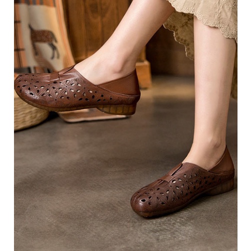 Giày Búp Bê Đế Mềm Thiết Kế Lỗ Thoáng Khí Phong Cách Retro Size 35-41 41 Thời Trang Cao Cấp Cho Nữ