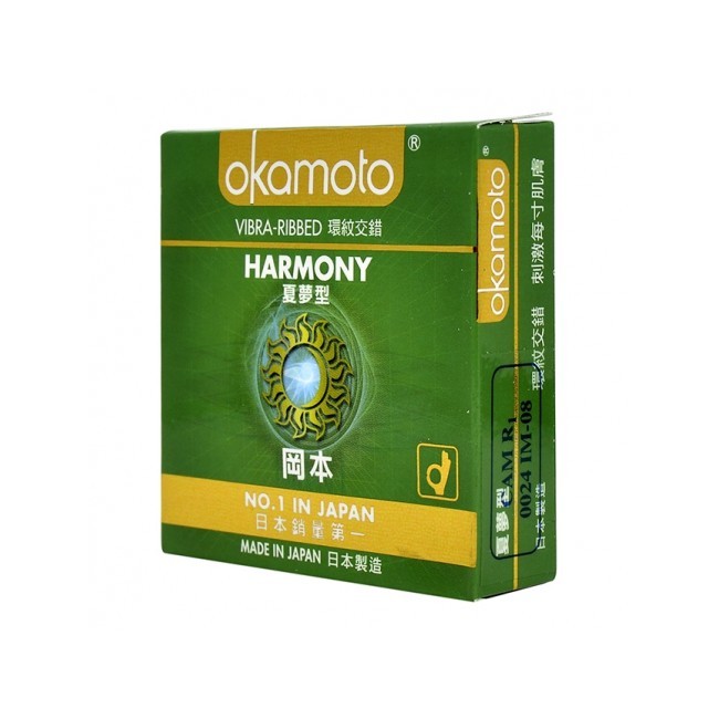 Hộp 3 BAO CAO SU OKAMOTO HARMONY  Có Gai Sọc