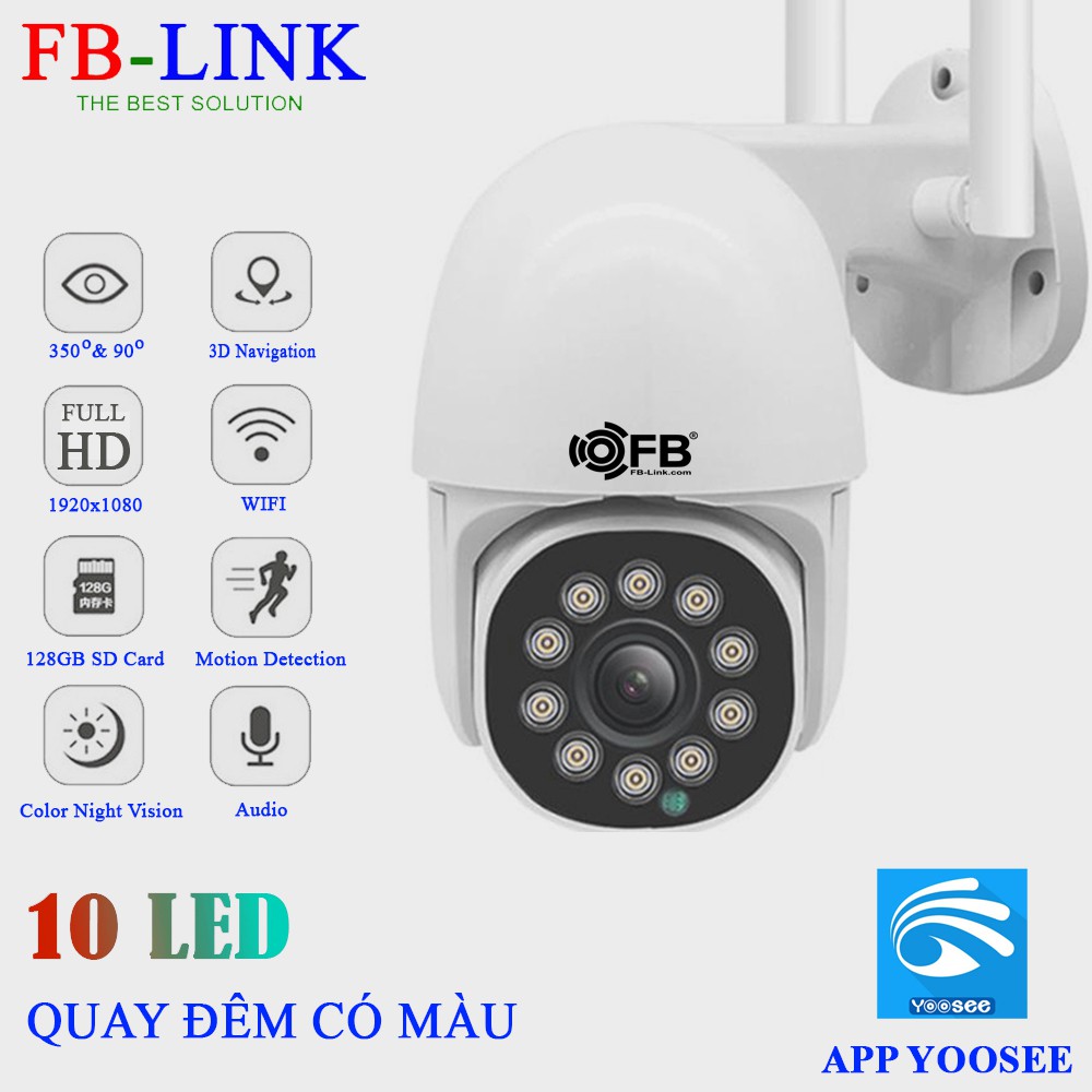 Camera IP Wifi Ngoài trời FB-Link GT-5102 Full HD (App Yoosee – Ban đêm có màu) + Adapter | BigBuy360 - bigbuy360.vn