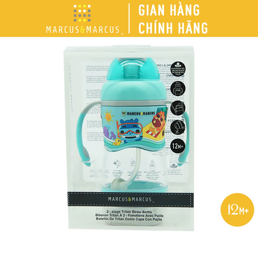 Bình uống nước có ống hút Tritan 2-Stage Marcus &amp; Marcus - Xanh dương