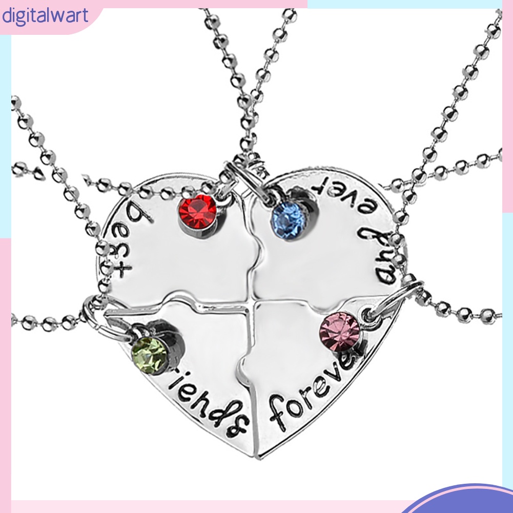 Set 4 Dây Chuyền Tình Bạn Mặt Trái Tim Đính Đá Thời Trang